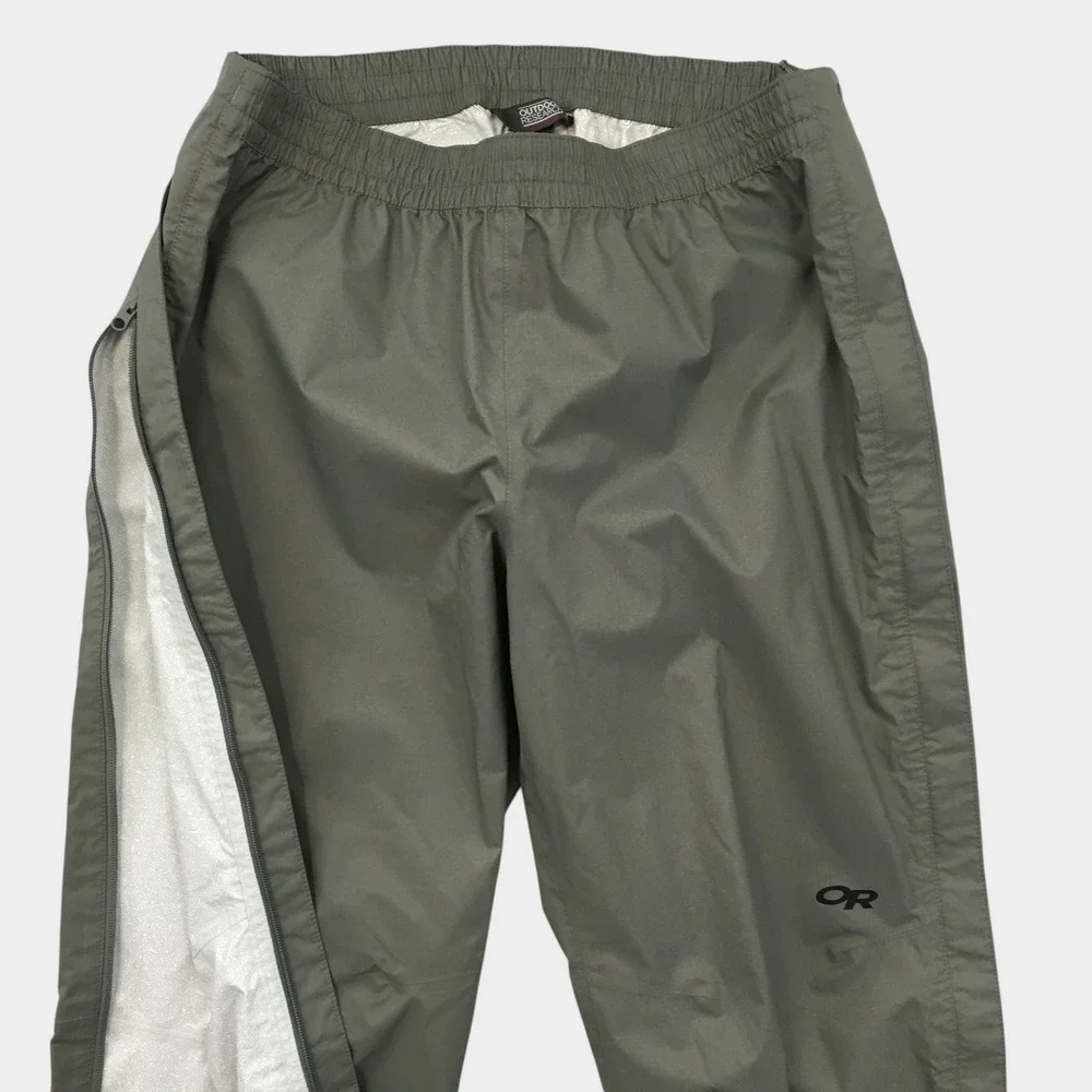 Outdoor Research Apollo Rain Pants Gray Green Ventia Waterproof Shell Mens XL